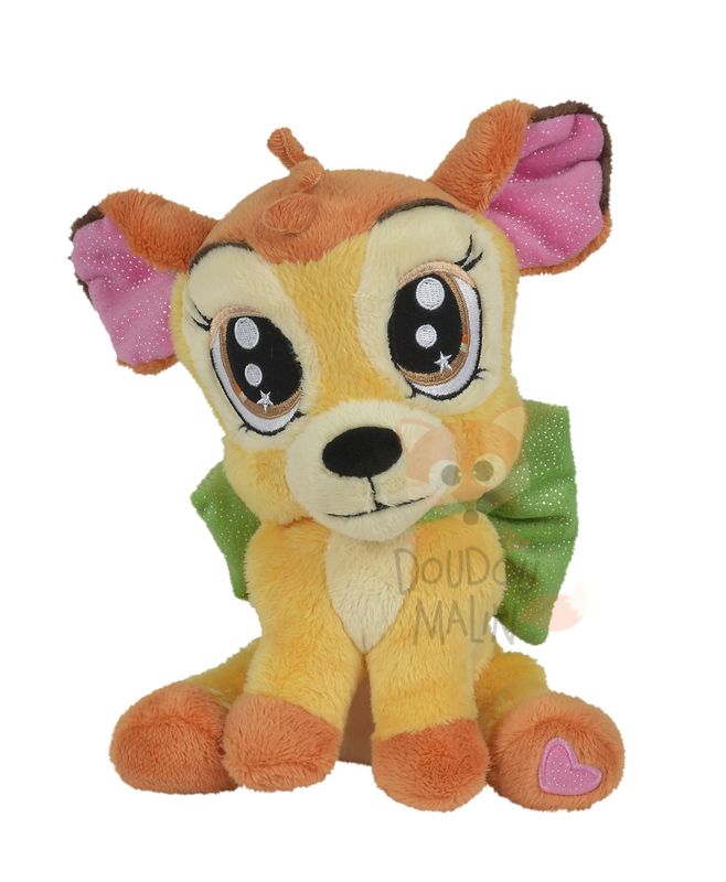 Glamour peluche bambi faon jaune noeud vert 25 cm 